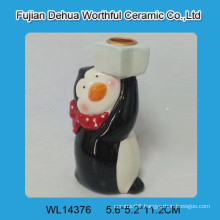 Penguin design ceramic candle holder